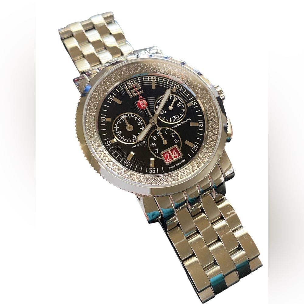 Michele Stainless Steel 42mm Sport Sail Diamond Watch